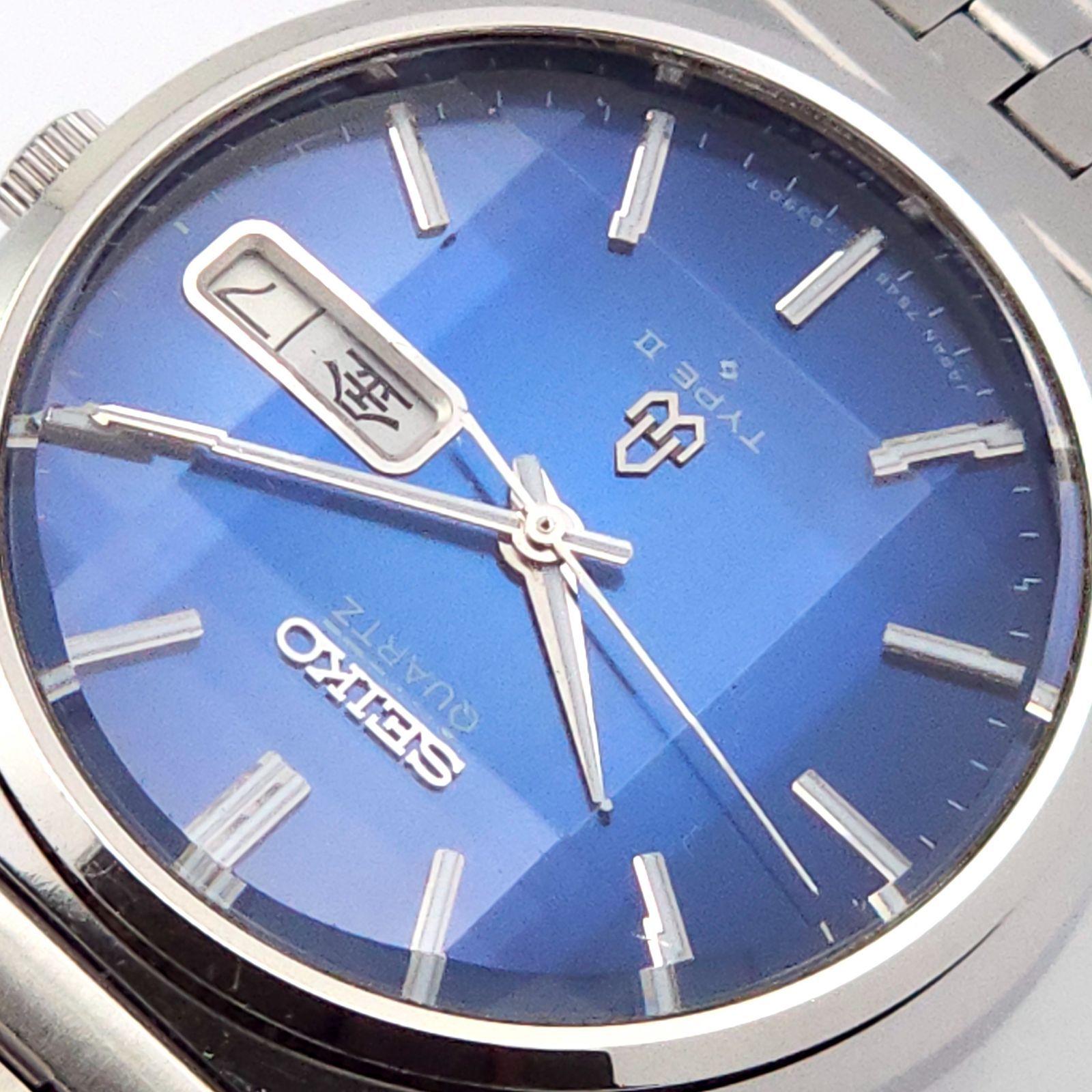 SEIKO セイコー タイプⅡ 7546-8350 QZ 動作品 青 9面カットガラス