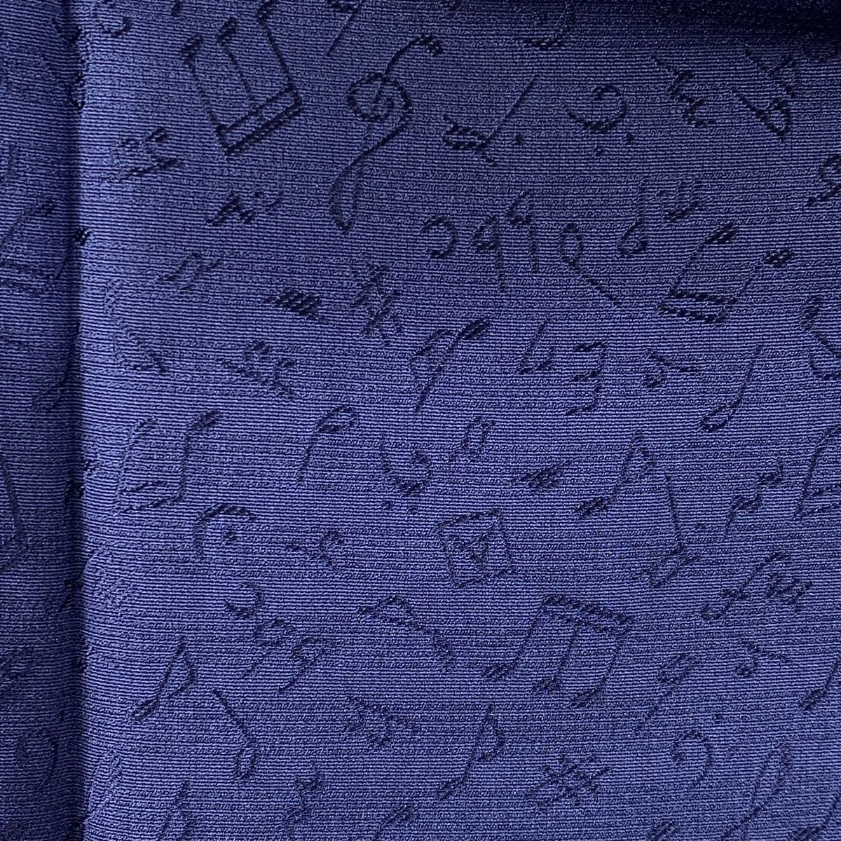 付下げ 身丈169cm 裄丈70cm L 袷 市松 音符 ぼかし 紺色 正絹 逸品  