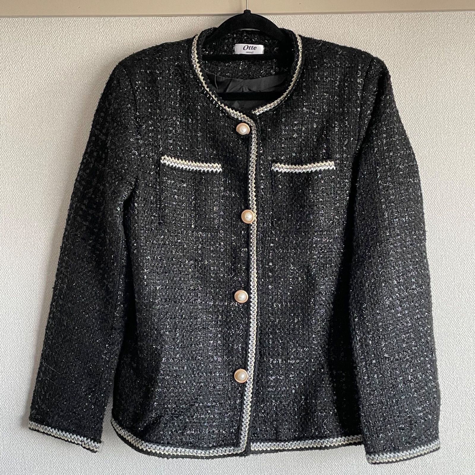 【otte】btsライクツイードジャケット アイドルラグジュアリーツイードジャケット（ノーカラージャケット