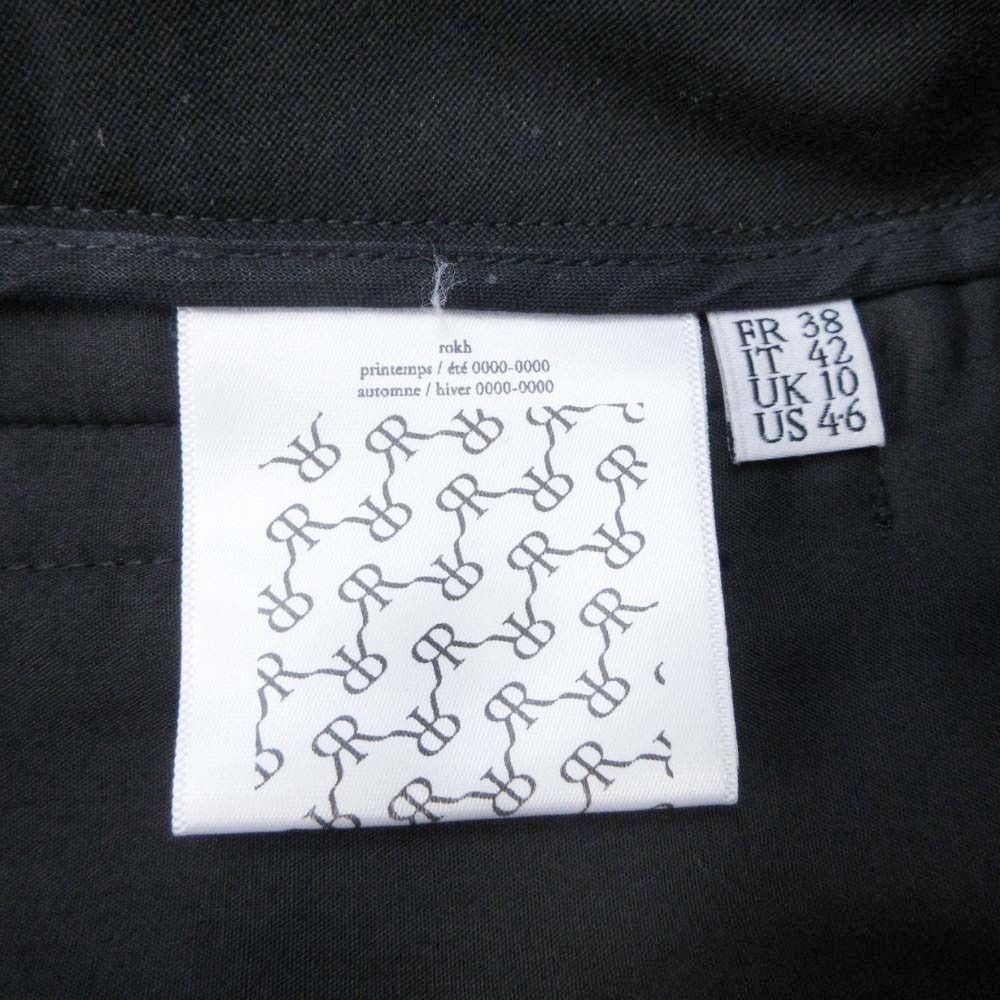 rokh ロク DOUBLE BELT DETAILED TROUSERS ダブルベルト パンツ トラウザーズ スラックス ワイド 38 黒 ブラック レディース 古着 DECORATOM_COM_BR
