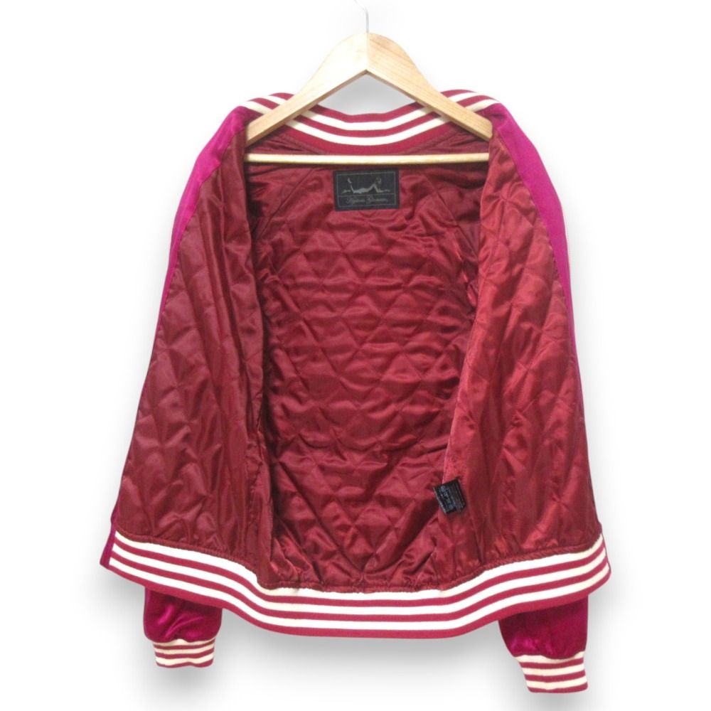 HYSTERIC GLAMOUR - 良品 HYSTERIC GLAMOUR ヒステリックグラマー シルク100％ スーベニアスパンコール 中綿ジャケット ブルゾン スカジャン サイズF ピンク系 レディース 古着 中古 USED 良品 HYSTERIC GLAMOUR ヒステリックグラマー シルク スーベニア