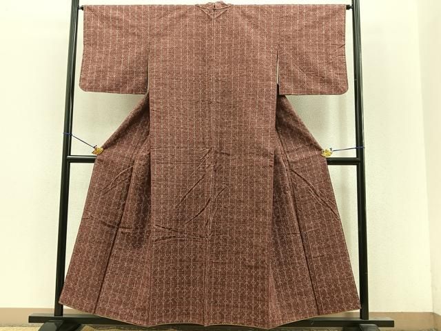 平和屋着物＊夏物 紗紬 網代文様 正絹 逸品 AABA6490jd