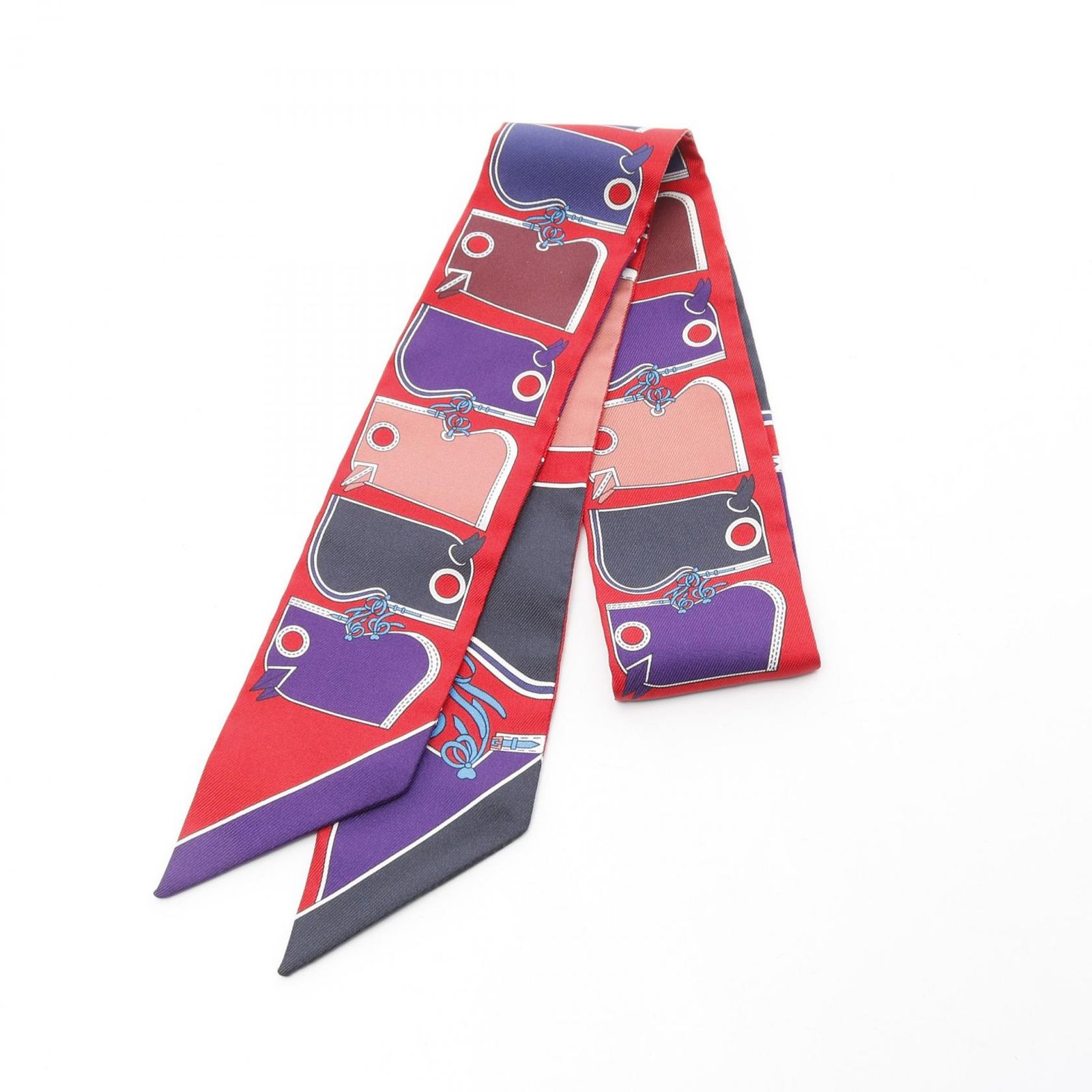 エルメス HERMES スカーフ ツイリー Camails ラッド系 シルク