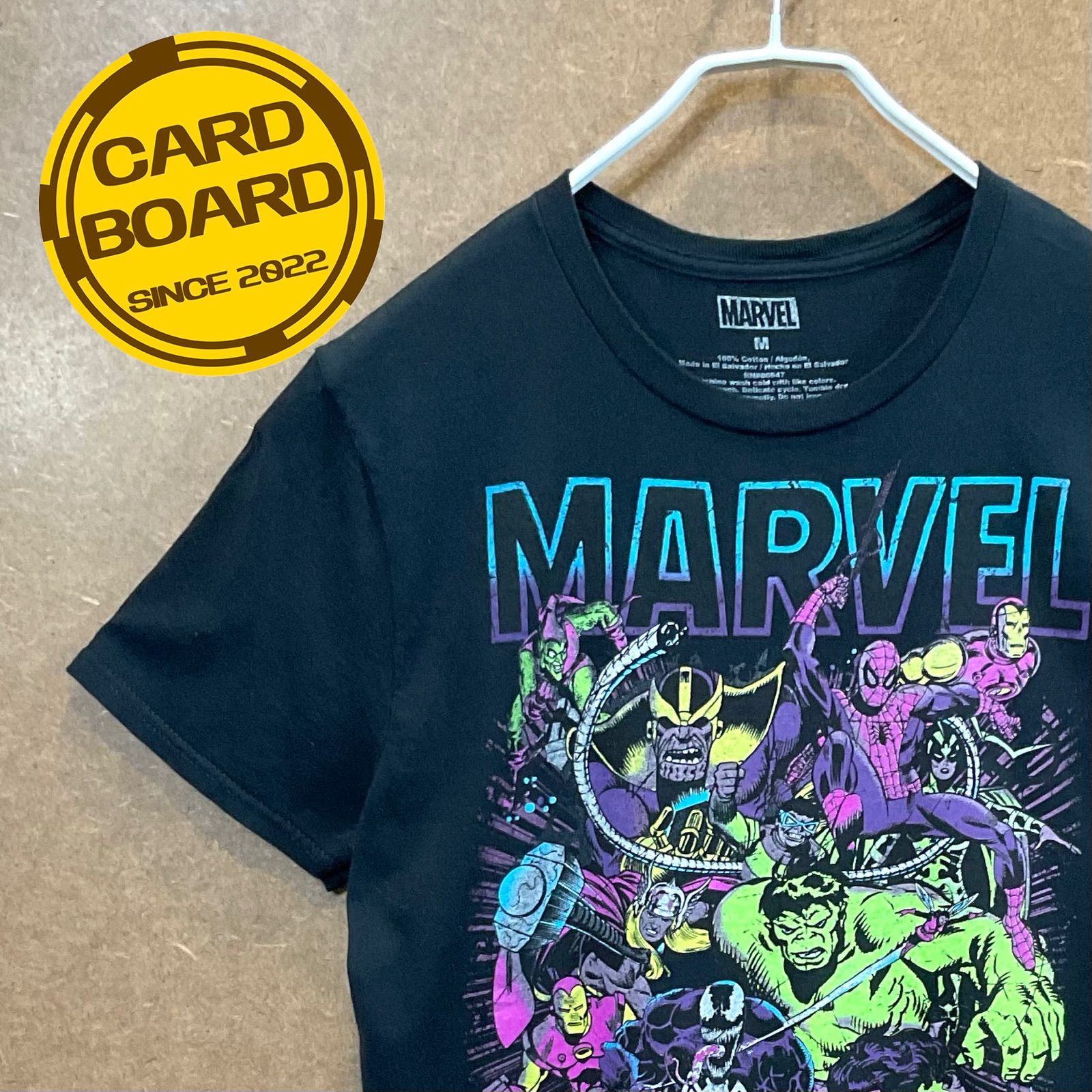 US古着 マーベルMARVEL キャラクタープリント アメコミ半袖tシャツ黒M