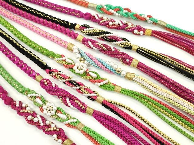 平和屋着物●和装小物 振袖用飾り付き帯締め１０本セット パール 花 金糸 CAAX8195ju