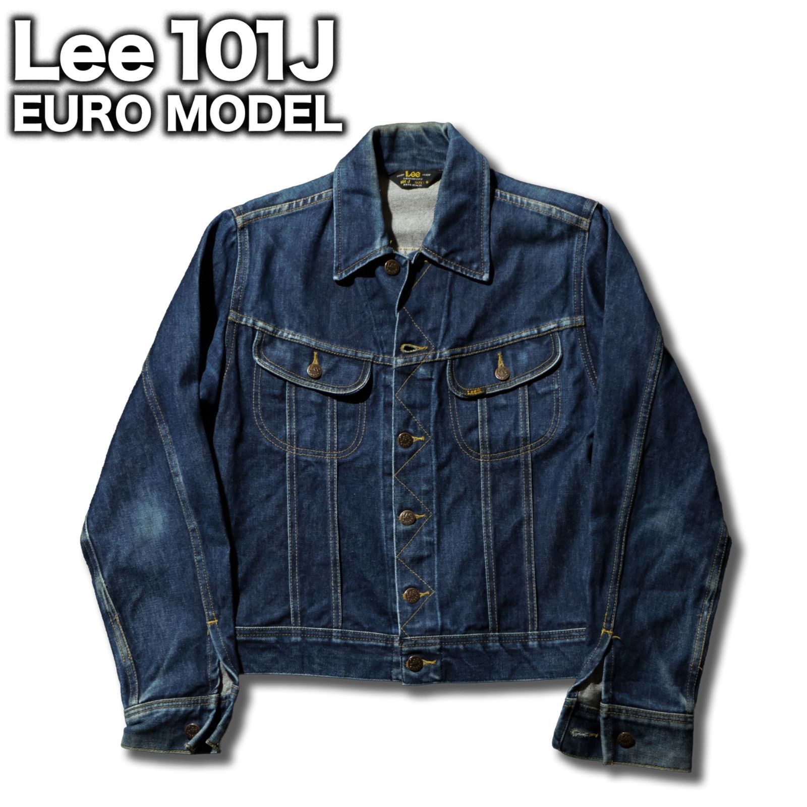 90 s Lee 101J EURO MODEL Sサイズ デニムジャケット 短丈 三角タグ Gジャン インディゴ トラッカージャケット 左綾