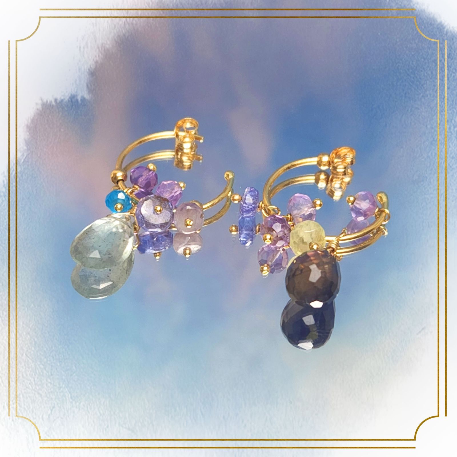 美品◇Sweet pea◇18K天然石ピアス - アクセサリー