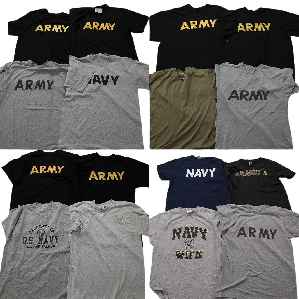 古着卸 ミリタリー 半袖Tシャツ 16枚セット メンズ Ｌ カモ柄 カレッジ風 ARMY NAVY 古着 NA1865
