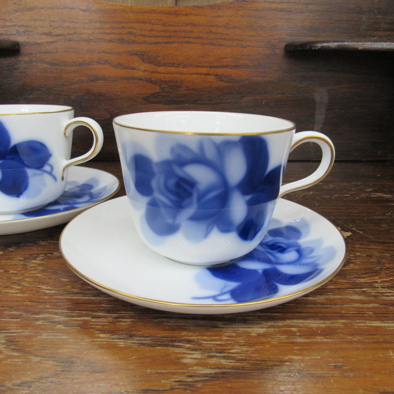 大倉陶園☆ブルーローズペアカップ＆ソーサー 未使用 大倉陶園（食器）