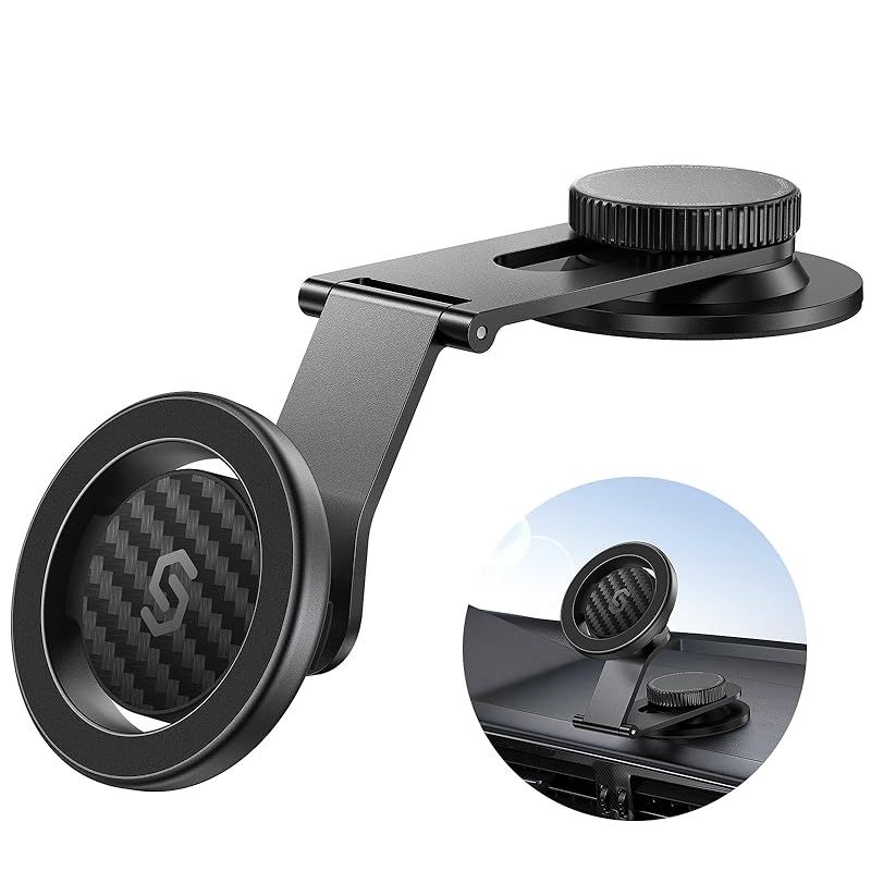 SYNCWIRE スマホホルダー 車 マグネット MagSafe 車載 ホルダー 全金属 アルミニウム合金 伸縮アーム 超強力 3M粘着シール 360度回転 超強磁力 iPhone 15 14 13 12 Samsung Sony など全種類に対応 1