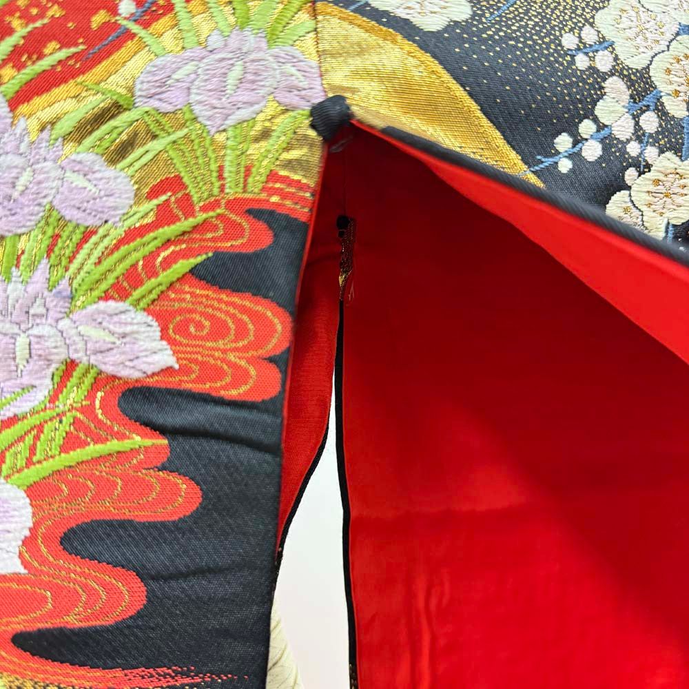 色打掛 正絹 鶴 刺繍 金黒 打掛 花嫁衣裳 婚礼 リサイクル 中古  