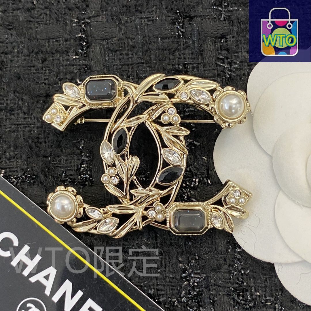 今日特価】CHANEL シャネル 22 年 ブラック ジェム ブローチ