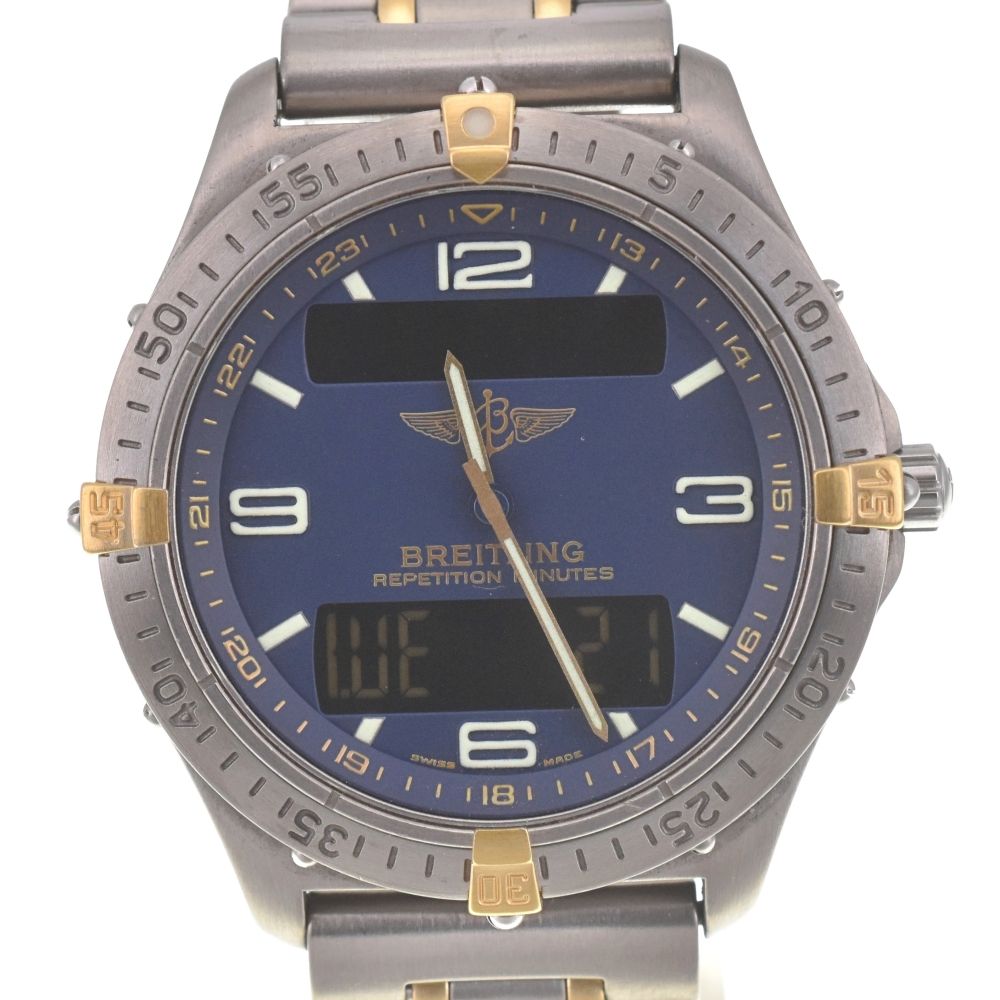 ☀ ブライトリング BREITLING F65062 エアロスペース リピテーションミニッツ デジアナ チタン クォーツ メンズ I 139733