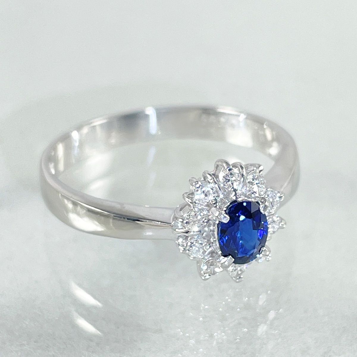 Pt900 天然サファイア 0.31ct 天然ダイヤモンド 0.11ct リング
