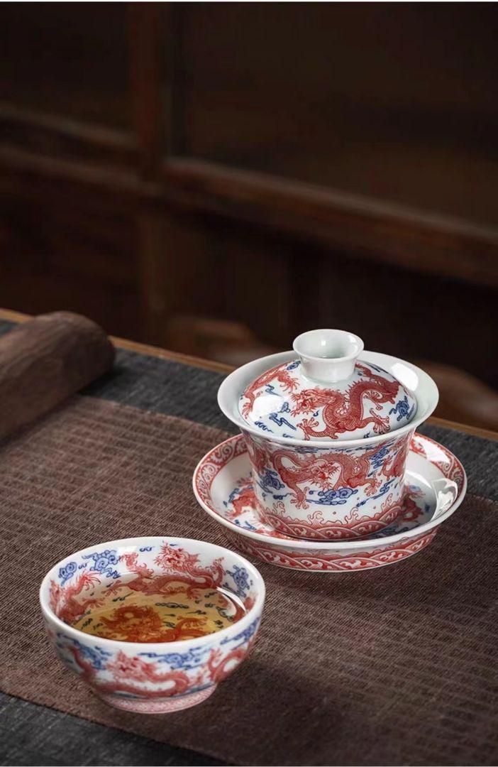 磁器 茶器 黒金馬蹄三才蓋碗 茶碗 煎茶器 新品未使用 中国茶器 景徳鎮 九龍馬蹄三才蓋碗 茶杯 新品未使用 - メルカリ