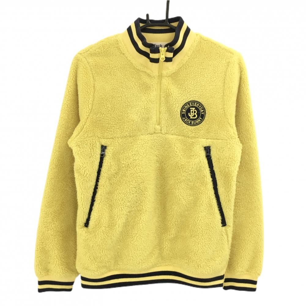 美品 ジャックバニー ボアフリース ジップブルゾン イエロー 1 黄色 ジャックバニー ボアブルゾン イエロー×ネイビー ハーフジップ