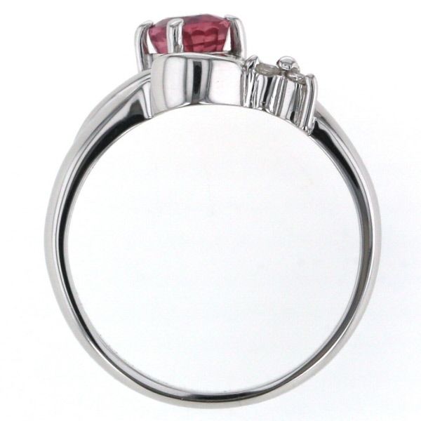 Pt850 プラチナ リング ルビー 0.64ct ダイヤモンド 0.08ct ウェーブ 