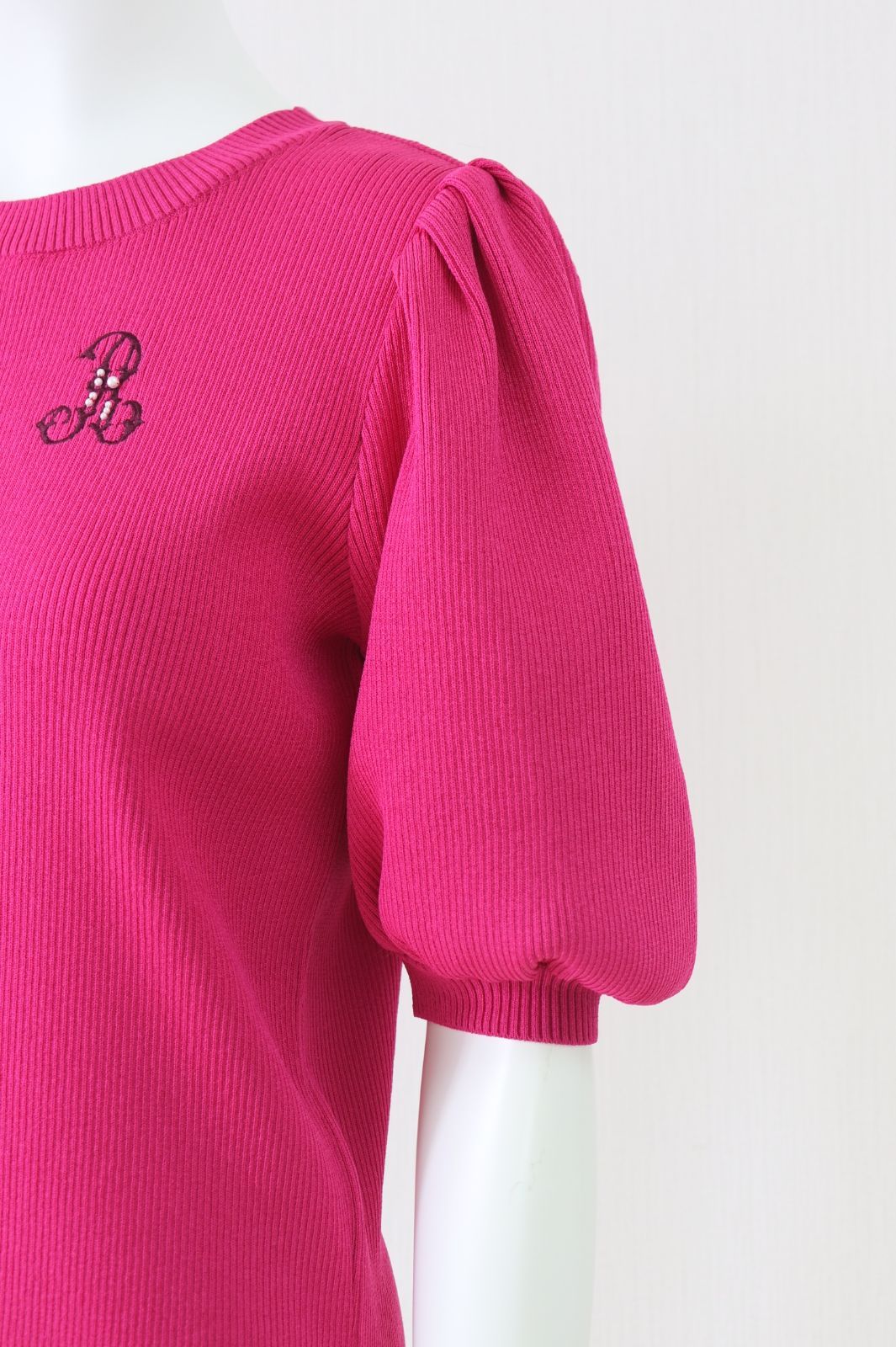 Rene R刺繍パフスリーブニットトップス