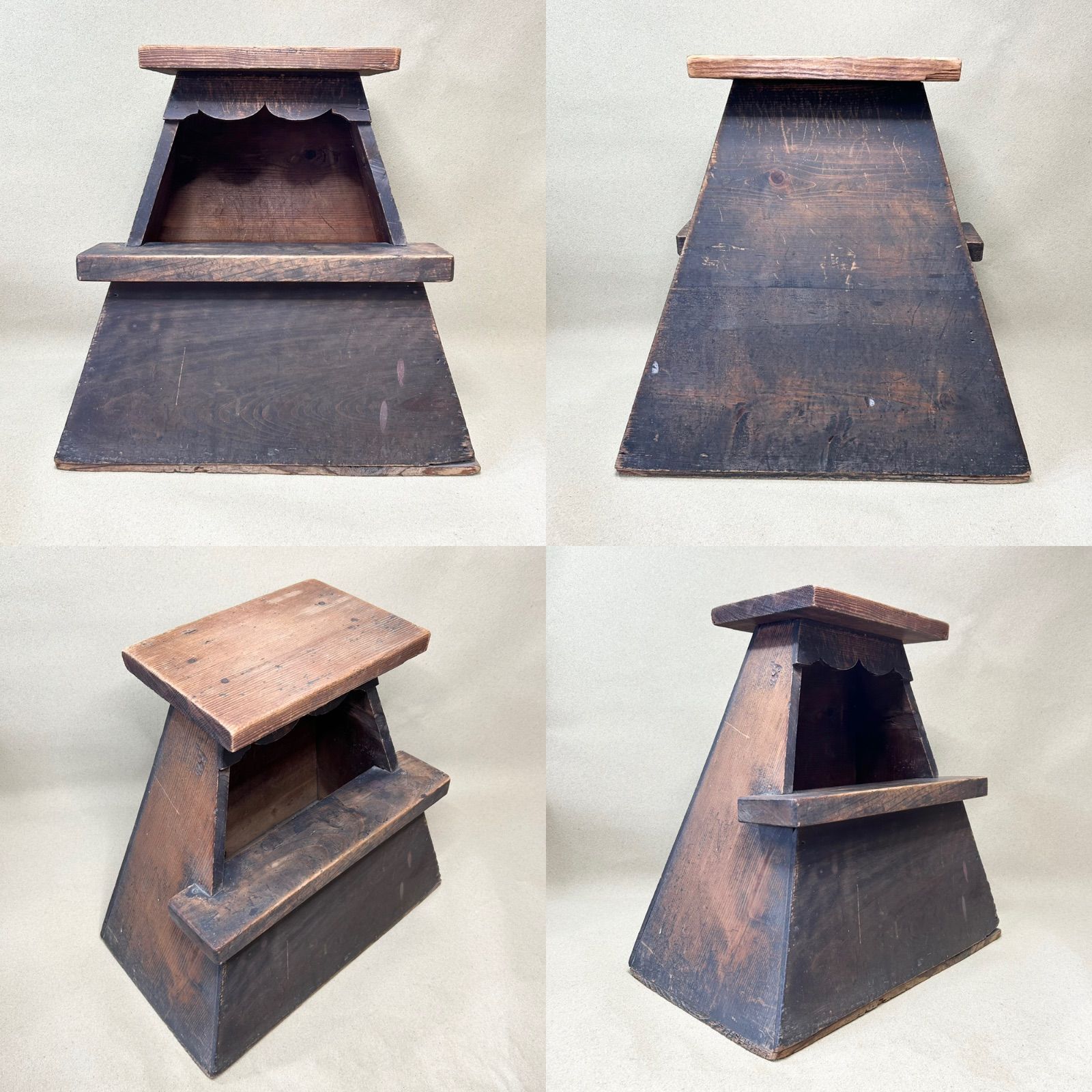 ◇昭和レトロ アンティーク 古い 木製家具 踏台 腰掛け 椅子 スツール 