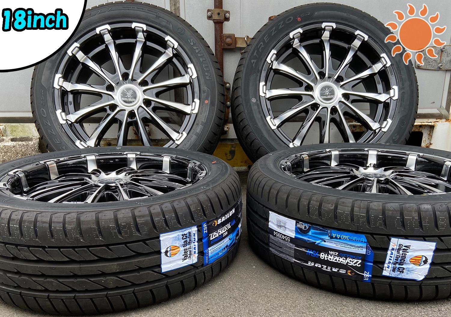ハイエース200系 225/50 R18 ブラックホイールセット ハイエース 200系 