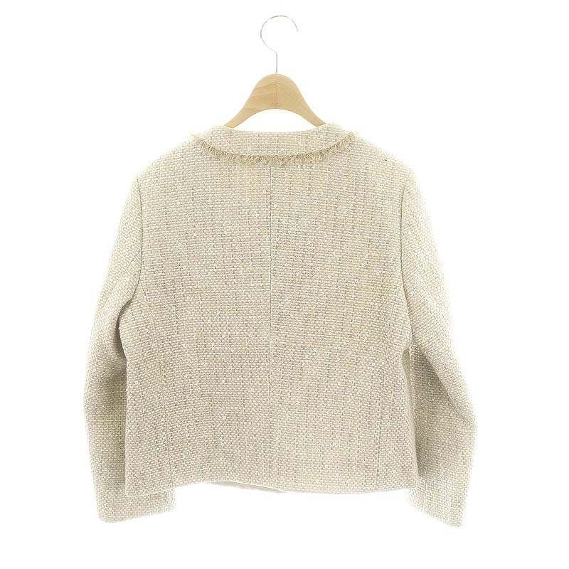 エブールebure プルームスパンコールツィード ノースリーブジャケット ebure - 美品 ebure プルームスパンコールツィード ノーカラー