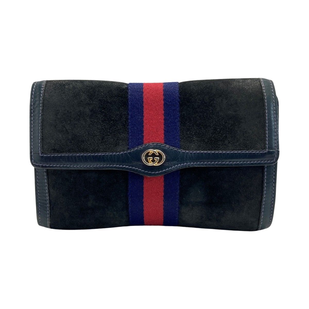 グッチ クラッチバッグ シェリーライン レザー　ネイビー GUCCI オールドグッチ クラッチバッグ シェリーライン GGプラス