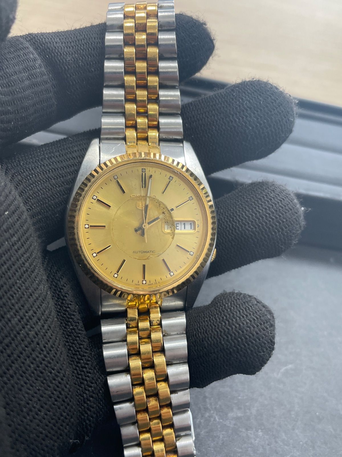 不動 SEIKO ファイブ コンビカラー 不動 メンズ 30mm