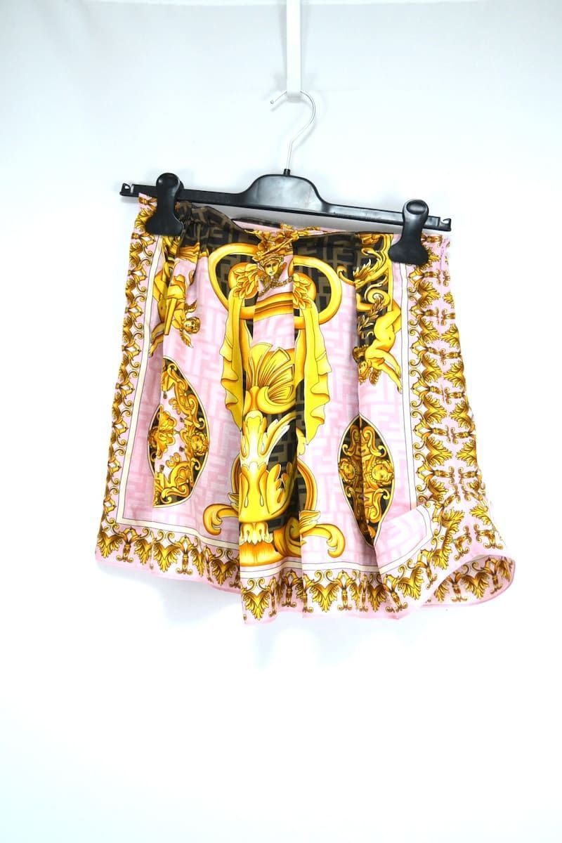 FENDACE fendi✖️Versaceスカート美品38 FENDI VERSACE FENDACE Multicolor Silk Skirt フェンディ