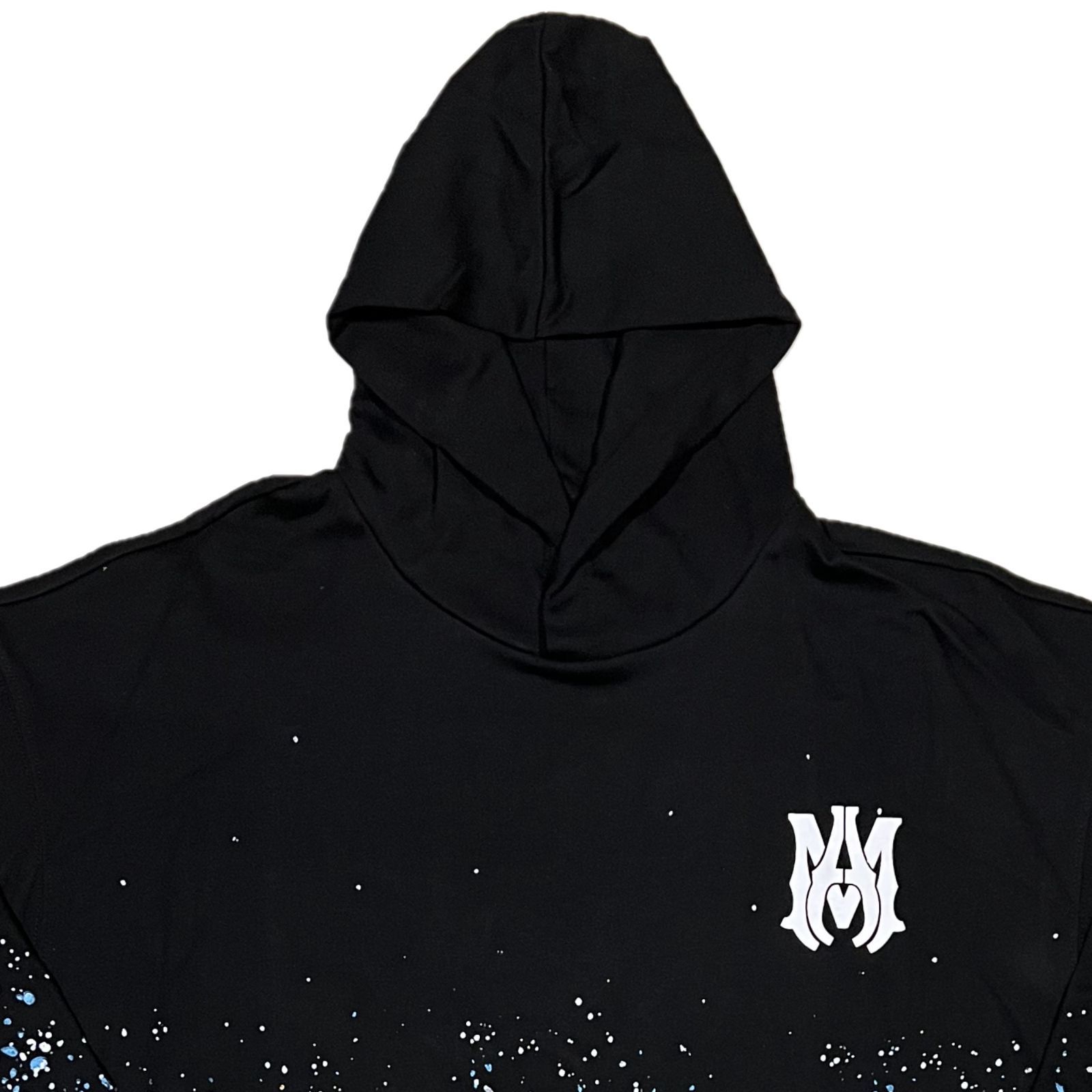 AMIRI アミリ BLUE PAINT BLEACH ALL OVER HOODIE ブルーペイント