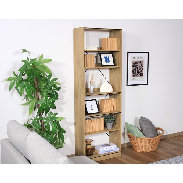 オープンラック6段 OAK NA オークナチュラル 組立品 代引不可