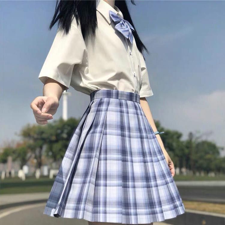 制服コスプレ　ブルーのプリーツスカート チェック柄 Amazon.co.jp: MDMYXJP プリーツスカート チェック柄 スクー制服