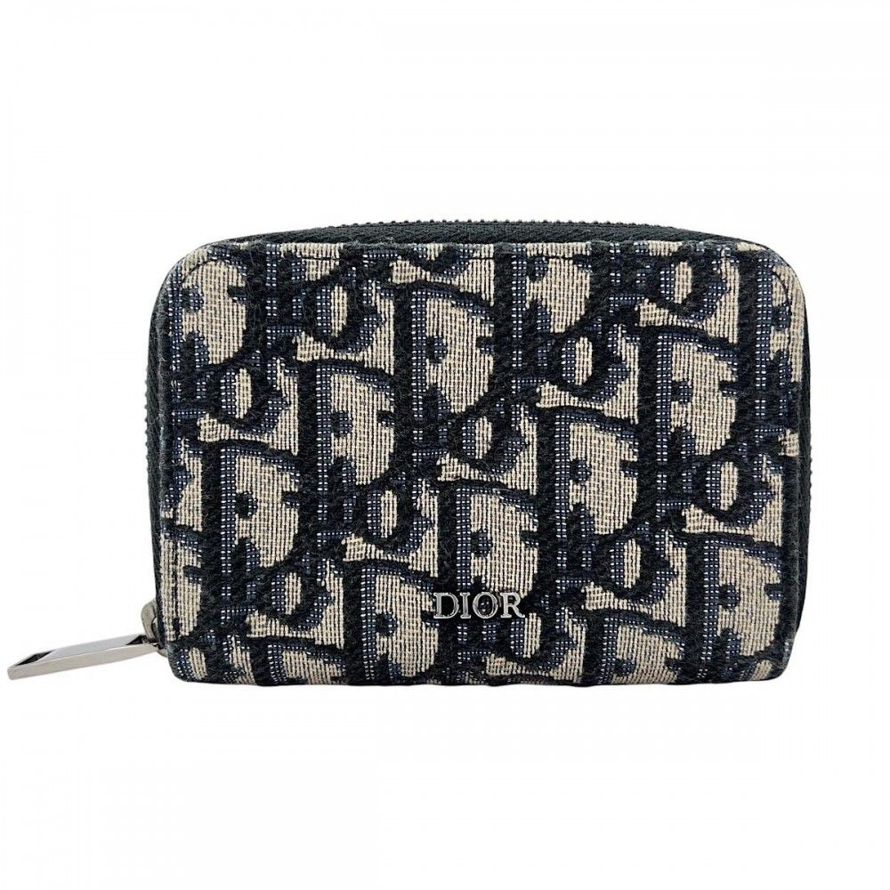 Dior コインケース キャンバス　ディオール 美品 ディオール コインケース メンズ オブリークジャガード ジップ