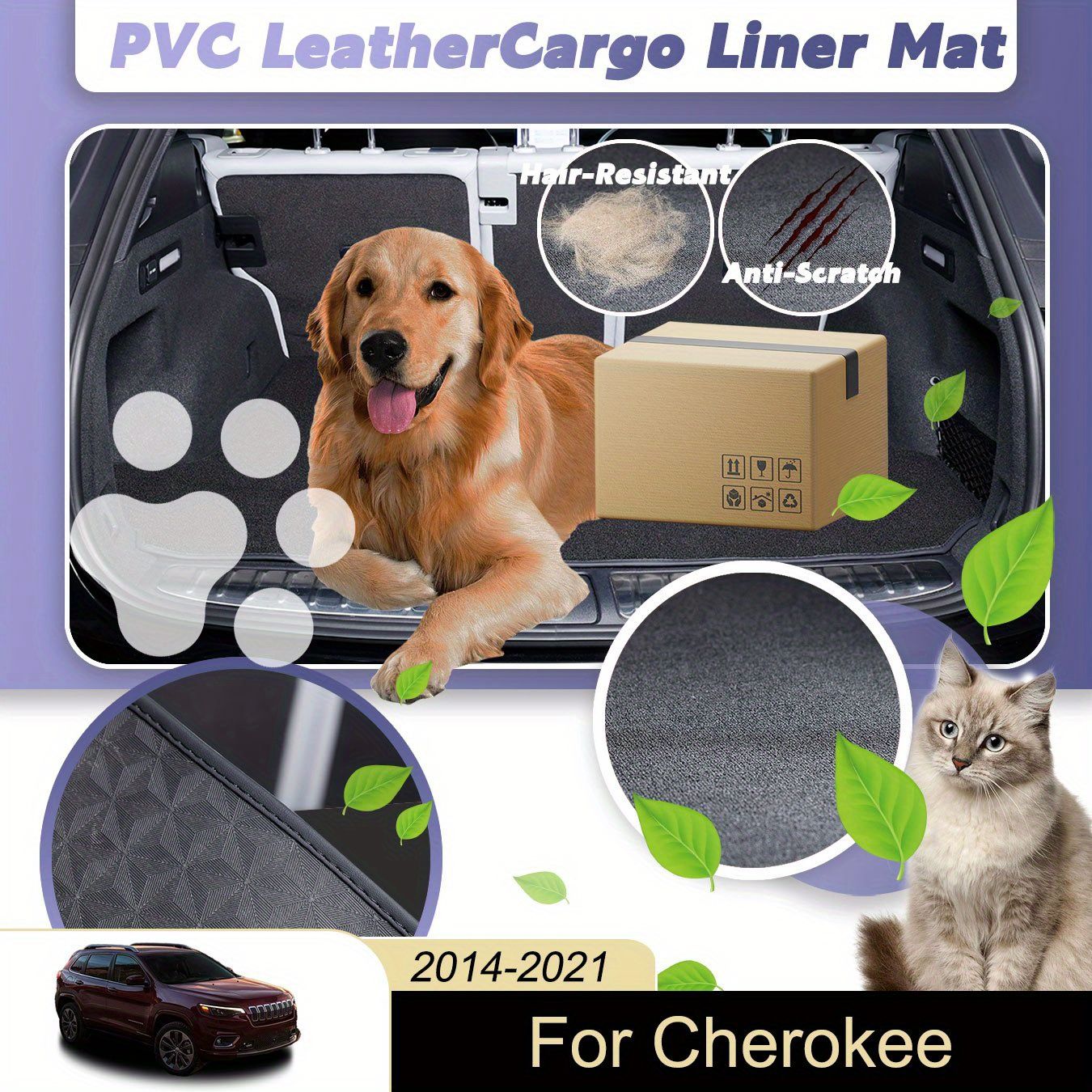 2014-2021年用 三層PVCカーゴライナーマット 犬用カーゴライナーマット 車トランクマット 全天候型 滑り止め お手入れ簡単 1枚