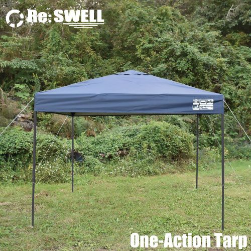 Re SWELL 組立て簡単 !! ワンアクション タープテント スチールフレーム 2.5ｍ ベンチレーション 高耐水加工 UVカット コーティング 紫外線カット 遮熱 ネイビー