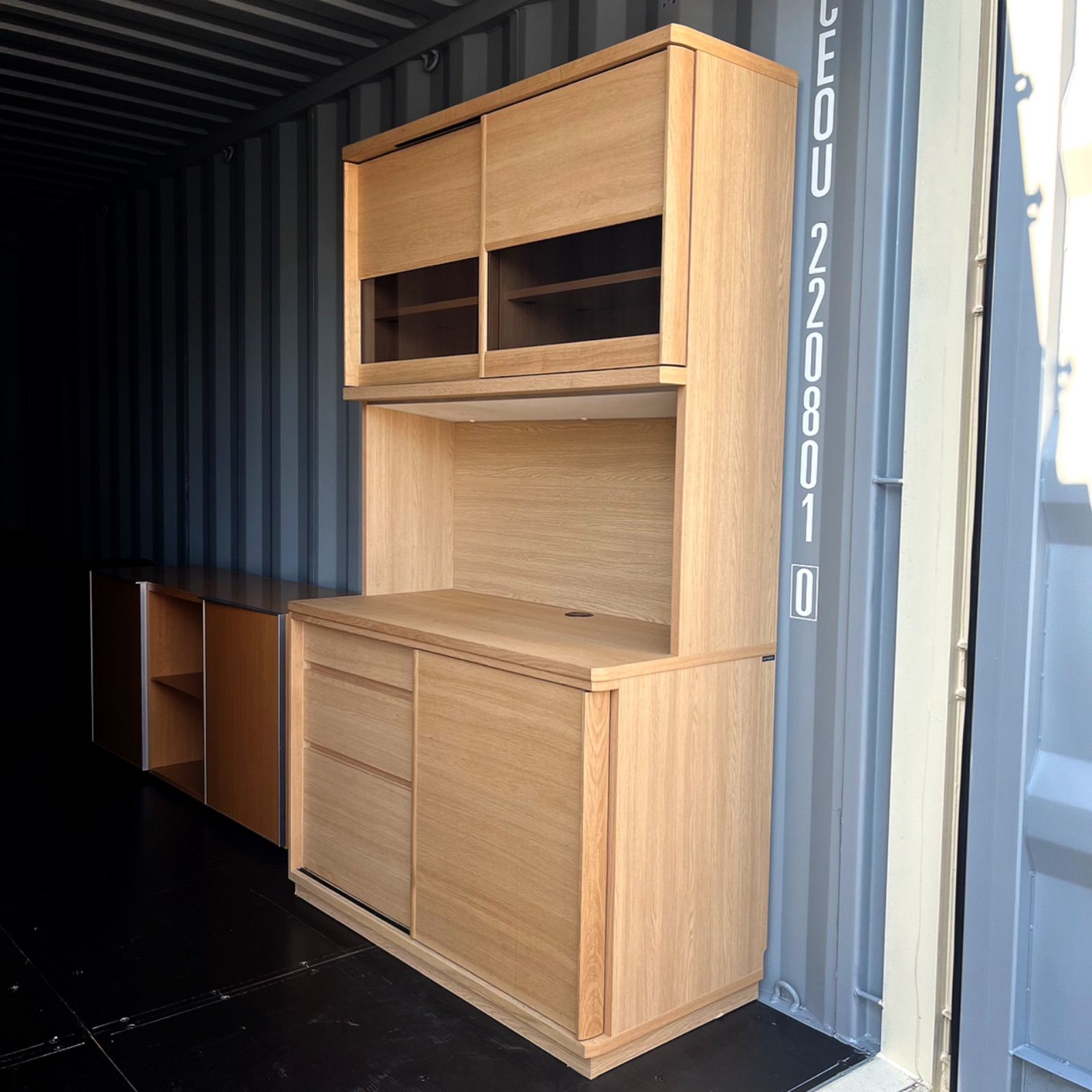 取付無料！カリモク ET4415 天然木北欧風ナチュラルキッチンボード 食器棚✨ 取付無料！カリモク ET4415 天然木北欧風ナチュラルキッチンボード