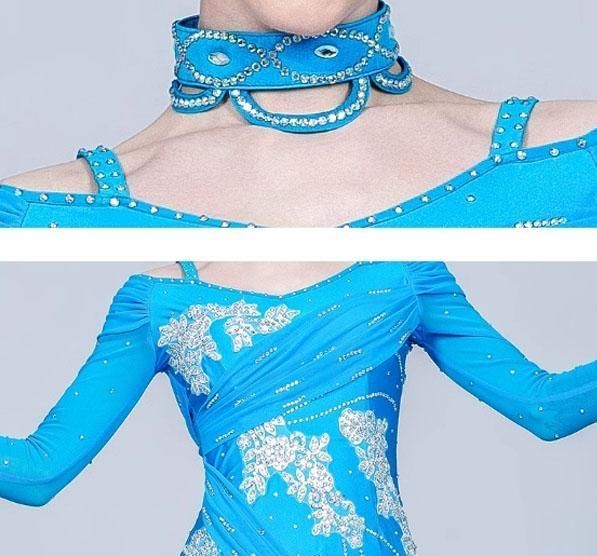 社交ダンスドレス モダンダンス 刺繍 キラキラ ホワイト オーダー