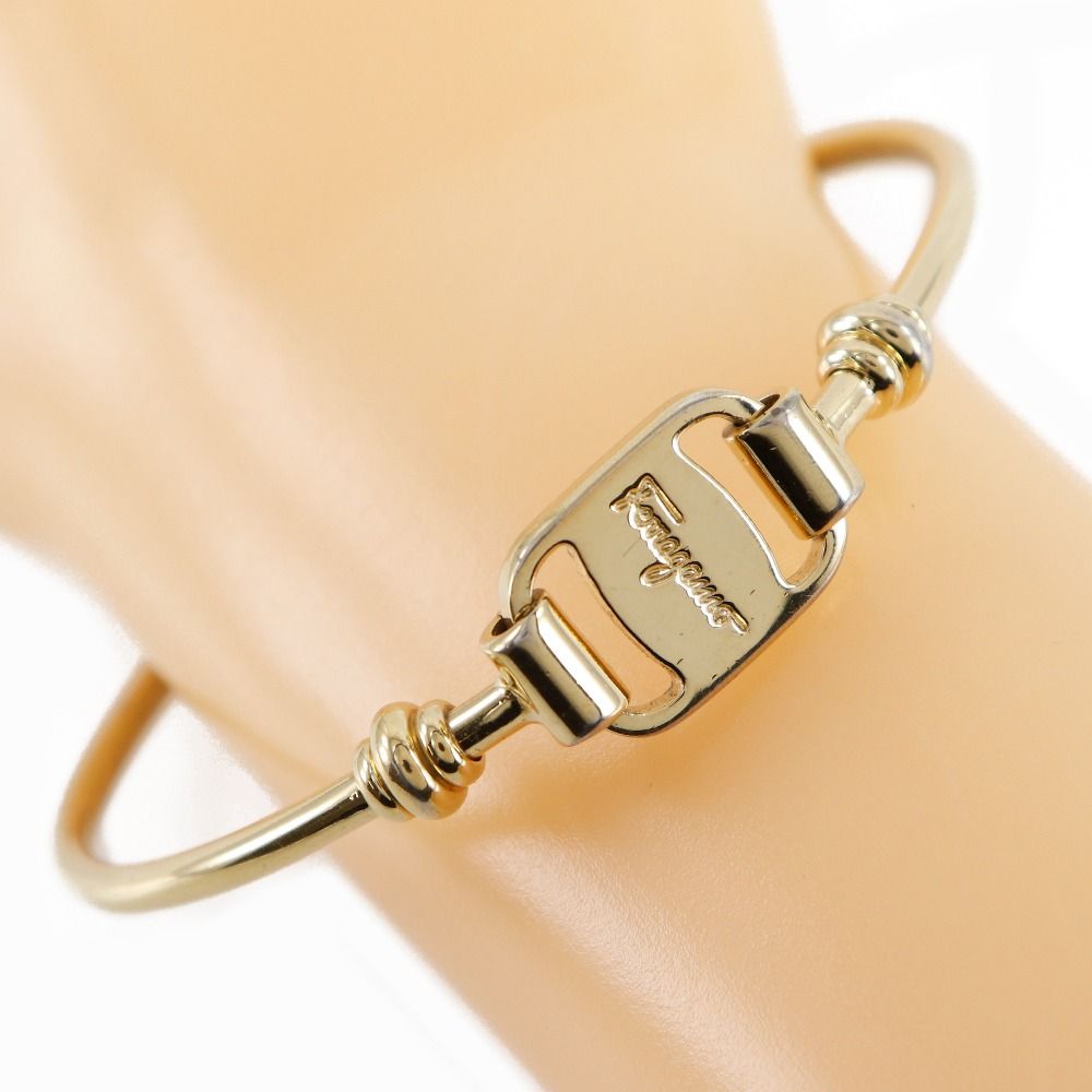 Salvatore Ferragamo サルヴァトーレフェラガモ ヴァラ 金メッキ レディース 17.6g バングル