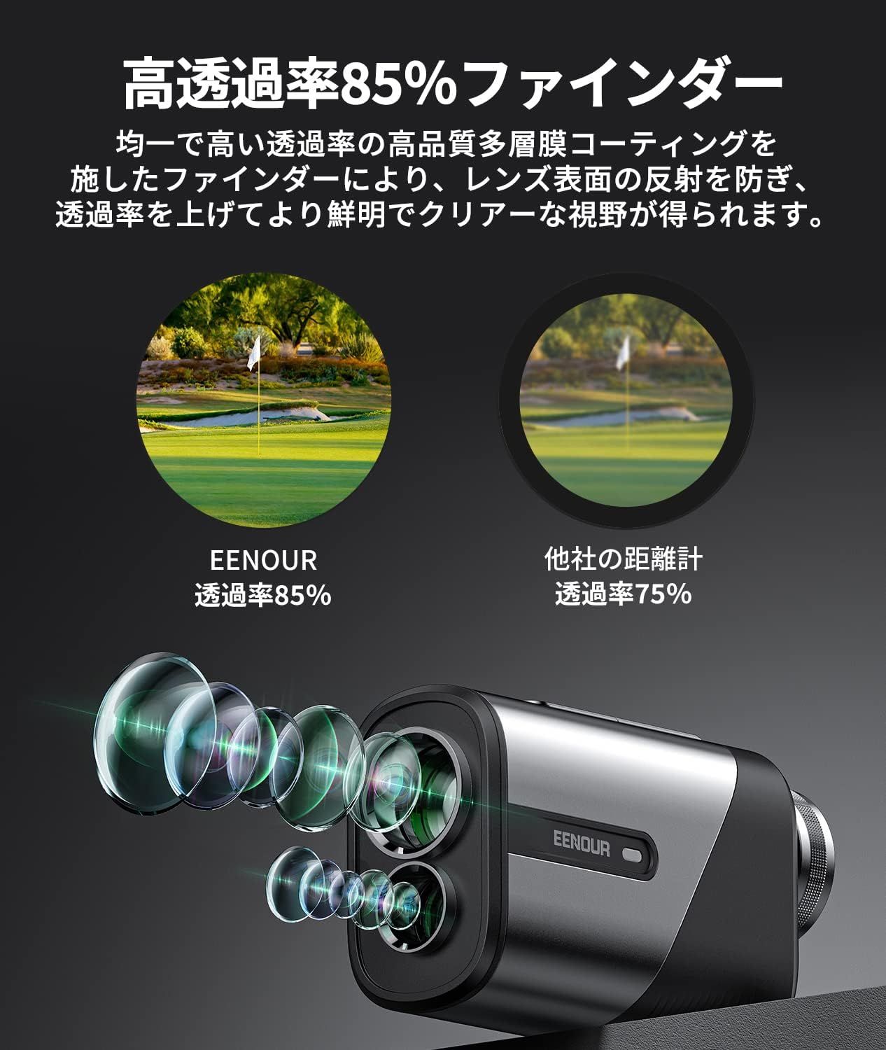 ゴルフレーザー距離計❣️Ultra-mini 今平周吾プロ推薦 高透過レンズ EENOUR ゴルフレーザー距離計 Ultra-mini 【今平周吾プロ推薦