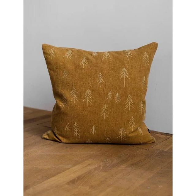 FINE LITTLE DAY | TALL EMBROIDERED CUSHION COVER - MUSTARD no.1698 | 48x48cm クッションカバー 刺繍 ファインリトルデイ インテリア 北欧 雑貨 北欧 おすすめ おしゃれ 人気 お
