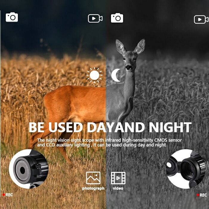 暗視スコープ DX ズーム機能付 写真 動画撮影 ビデオカメラ 赤外線 充電式
