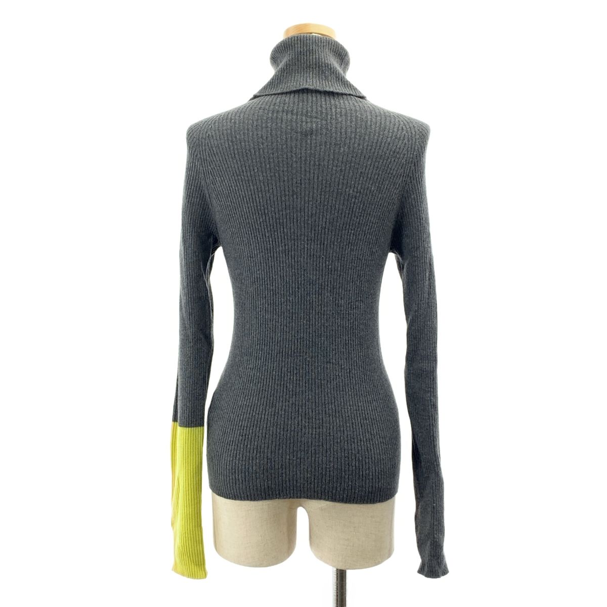  Yohji Yamamoto FEMME ヨウジヤマモトファム バイ タートルネック リブニット 2 グレー イエロー レディース その他 トップス