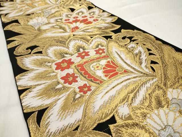 平和屋着物◎六通柄袋帯 端兆禽松文 引箔袋 金糸 正絹 逸品
