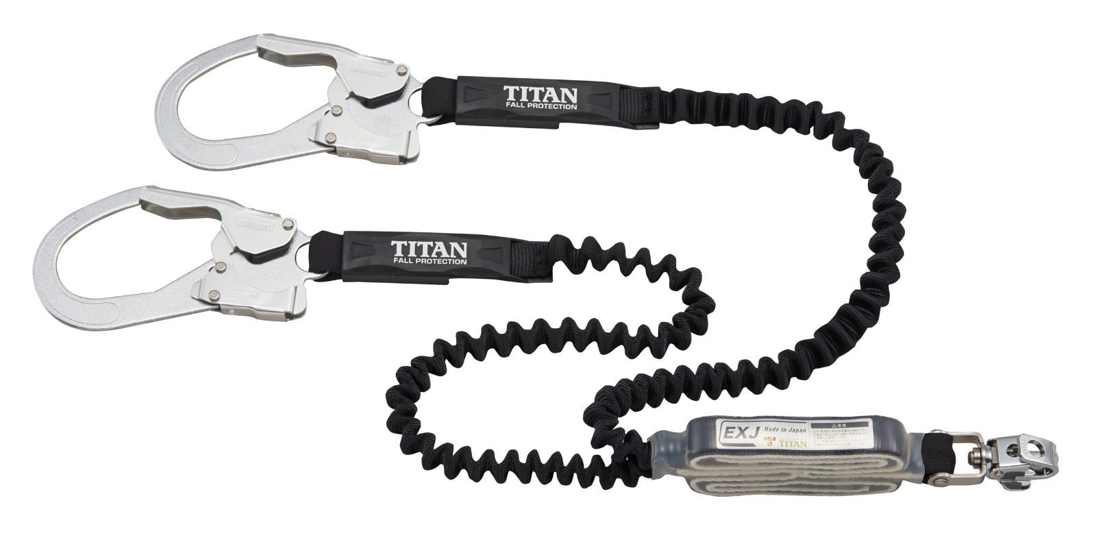ブラック/ブラック_ダブル 100kg仕様 タイタン(TITAN) 新規格 墜落制止用器具 ランヤード EXJダブル EXJハーネス用ランヤード HL-EBW