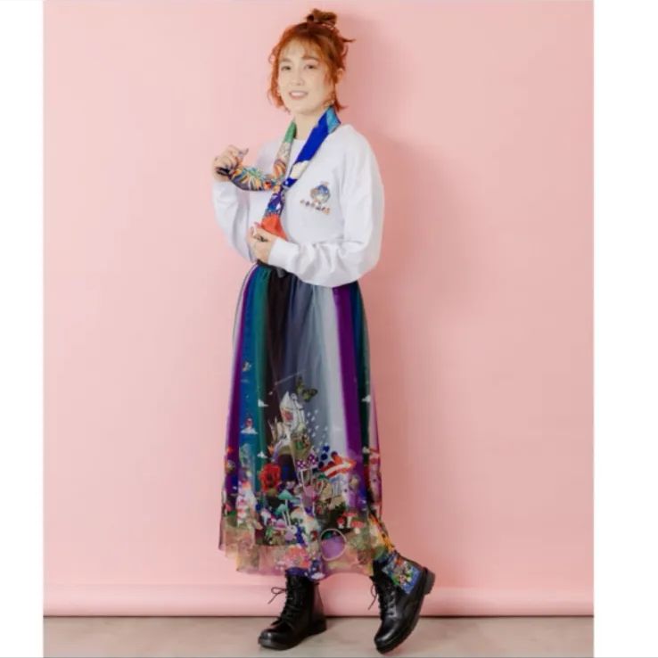 スカラー　scolar 153631：ぷりけつキノコ柄スカーフ付ロンT 153631：ぷりけつキノコ柄スカーフ付ロンTの通販-ScoLar