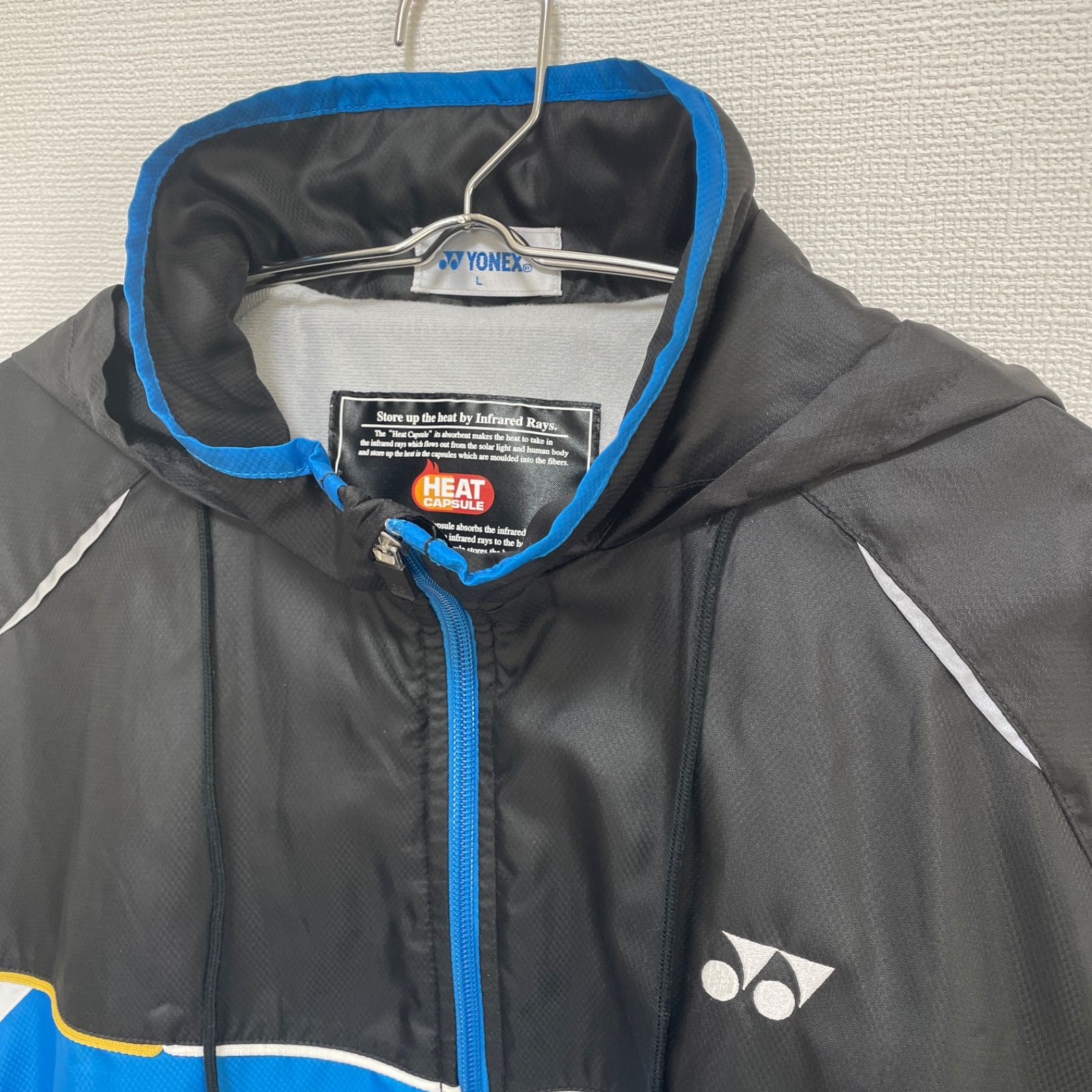 YONEX ウィンドブレーカー ナイロンジャケット ワンポイント 黒 青 L 