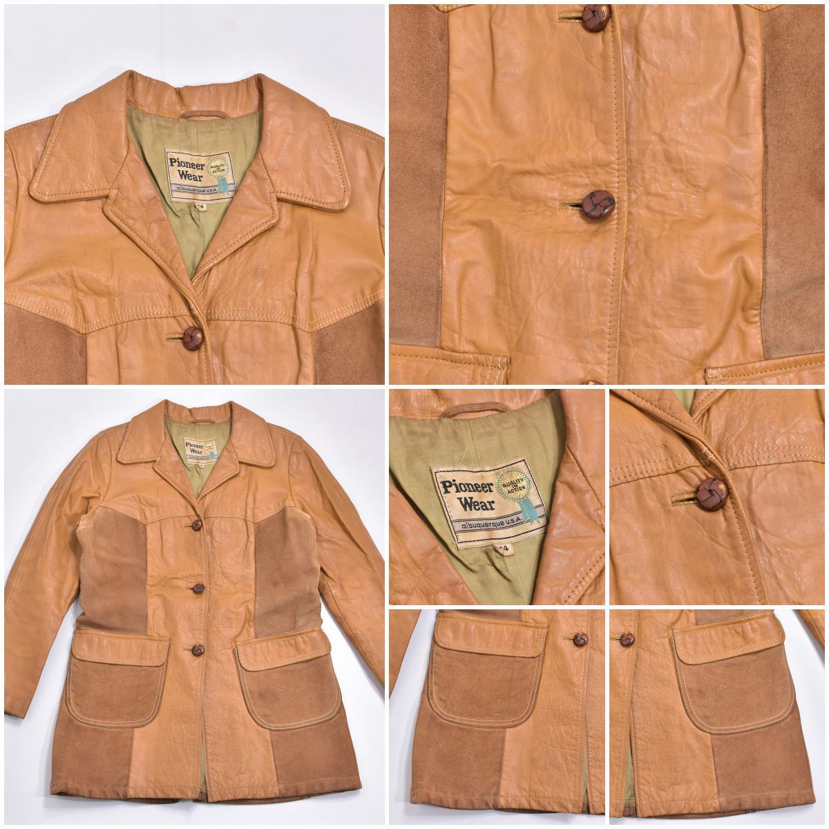 70s Pioneer Wear パイオニア 切替デザイン レザーコート ジャケット 