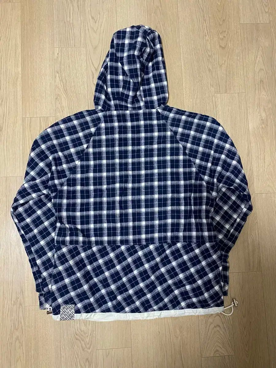 Yeseyesee ネイビー CHECK フード ウィンドブレーカー アウター