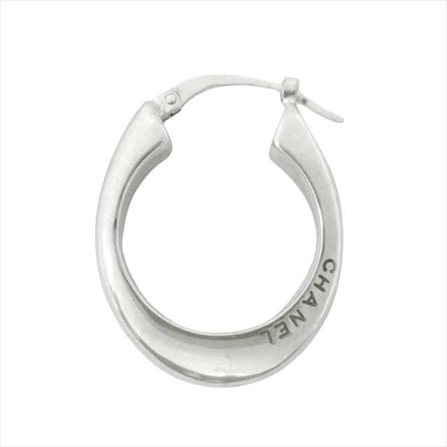 仕上げ済 シャネル CHANEL フープ ピアス 片耳 ロゴ 刻印 アクセサリー ジュエリー SV925 オールド ビンテージ ヴィンテージ シルバー レディース◆８