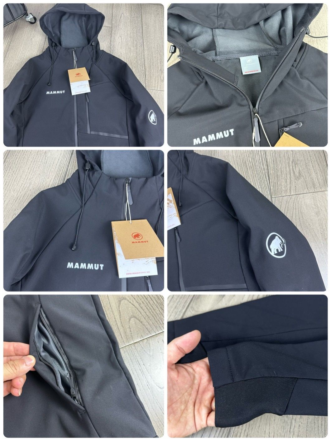 MAMMUT 秋と冬の男性と女性のカップルモデル屋外防風防水摩耗パッド入りソフトシェルフードジャケット