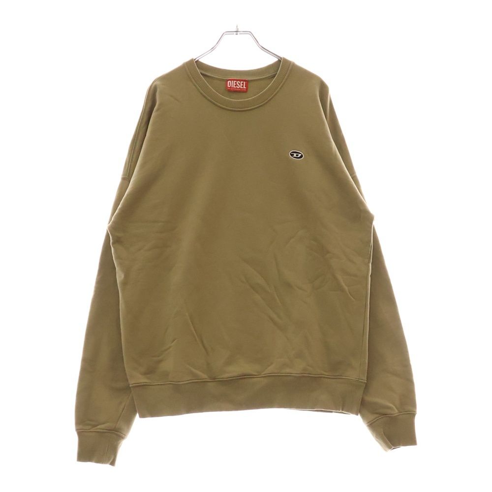 DIESEL ディーゼル S-ROB-DOVAL-PJ Dロゴワッペン クルーネックスウェットシャツ トレーナー A03785 カーキ